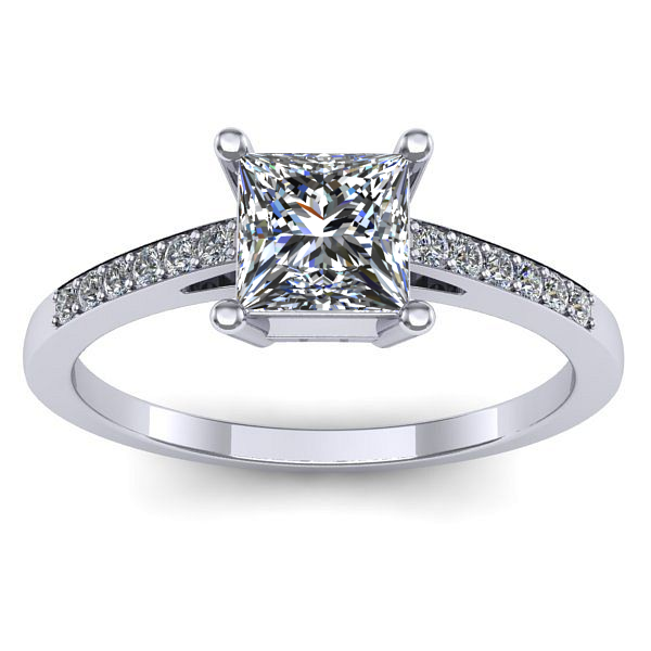 Inel logodna cu safir alb patrat