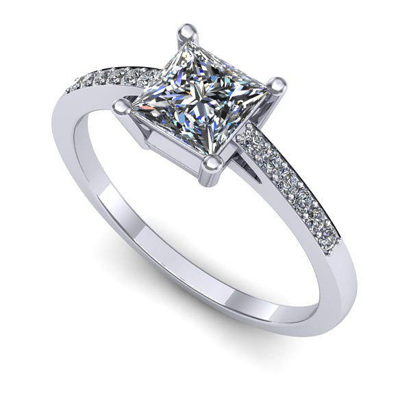 Inel de logodna din aur alb cu diamant de laborator