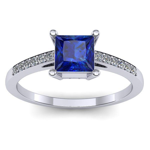 Inel logodna cu safir patrat