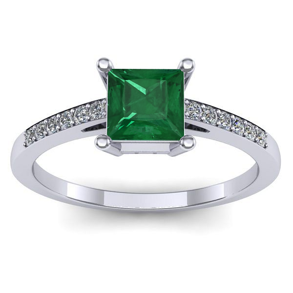 Inel de logodna cu smarald patrat