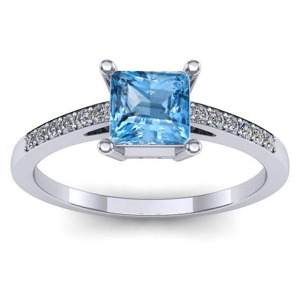 Inel logodna cu topaz blue patrat