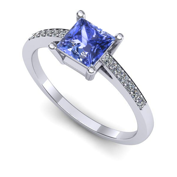 Inel logodna din aur alb cu tanzanit