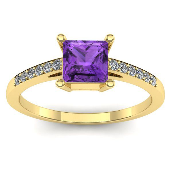 Inel de logodna cu ametist patrat
