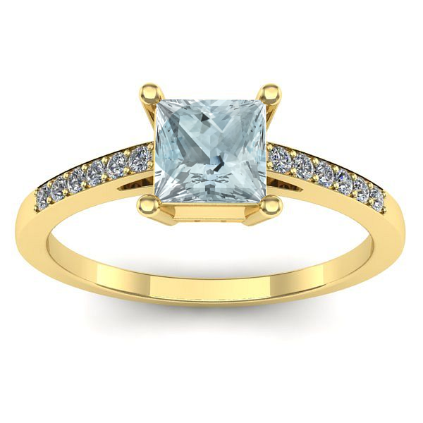 Inel logodna cu aquamarin patrat