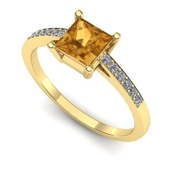 Inel de logodna din aur galben cu citrin