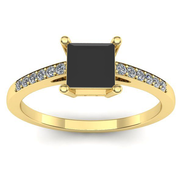 Inel cu diamant negru patrat