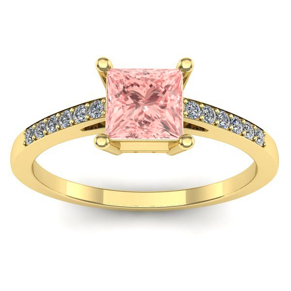 Inel cu diamant de laborator roz patrat