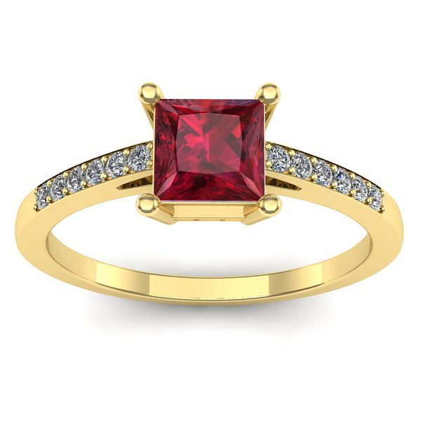 Inel de logodna cu rubin patrat