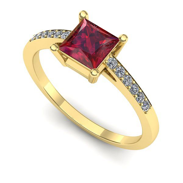 Inel de logodna din aur galben cu rubin