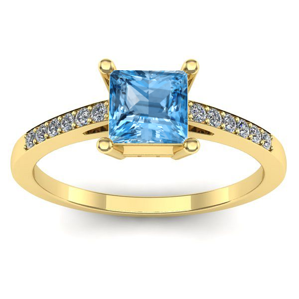 Inel logodna cu topaz blue patrat