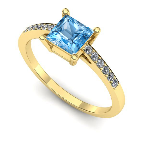 Inel de logodna din aur galben cu topaz blue