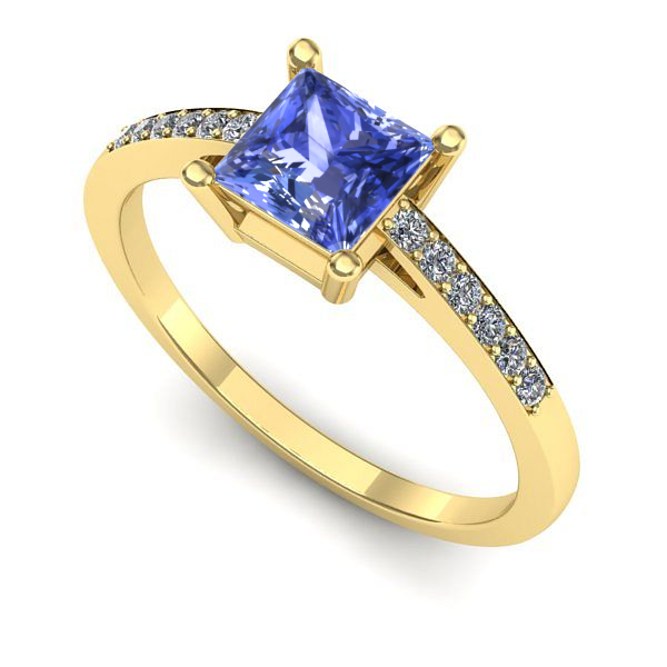 Inel de logodna din aur galben cu tanzanit