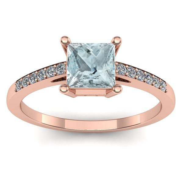 Inel logodna cu aquamarin patrat