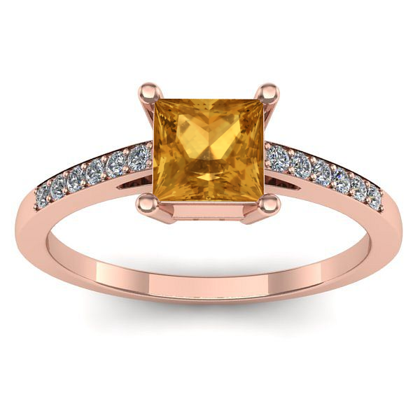 Inel cu citrin patrat