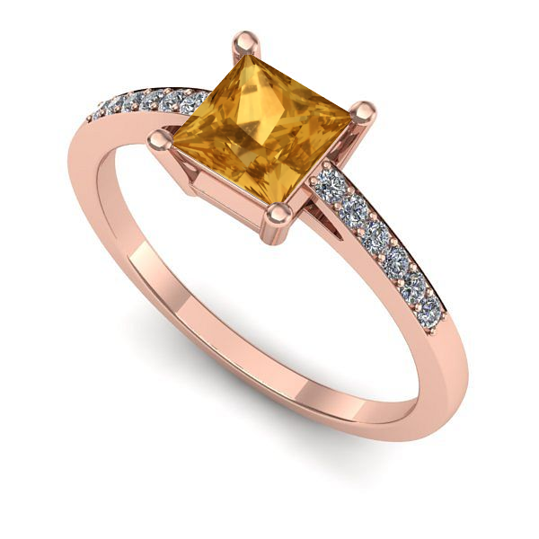 Inel logodna din aur roz cu citrin