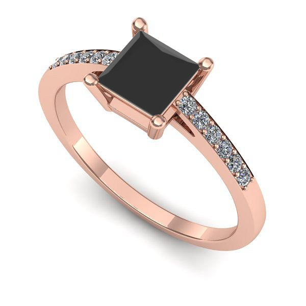 Inel logodna din aur roz cu diamant negru