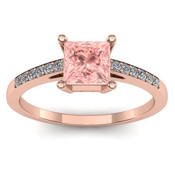 Inel de logodna cu diamant de laborator roz patrat