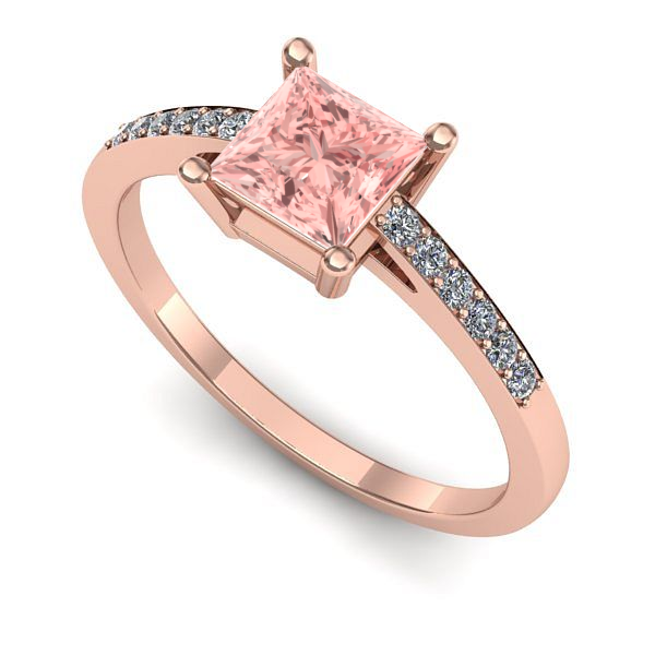 Inel logodna din aur roz cu diamant de laborator roz