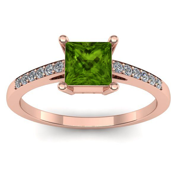 Inel logodna cu peridot patrat