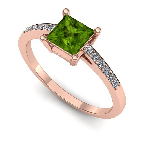 Inel logodna din aur roz cu peridot