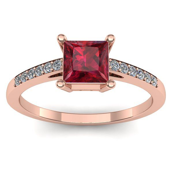 Inel de logodna cu rubin patrat