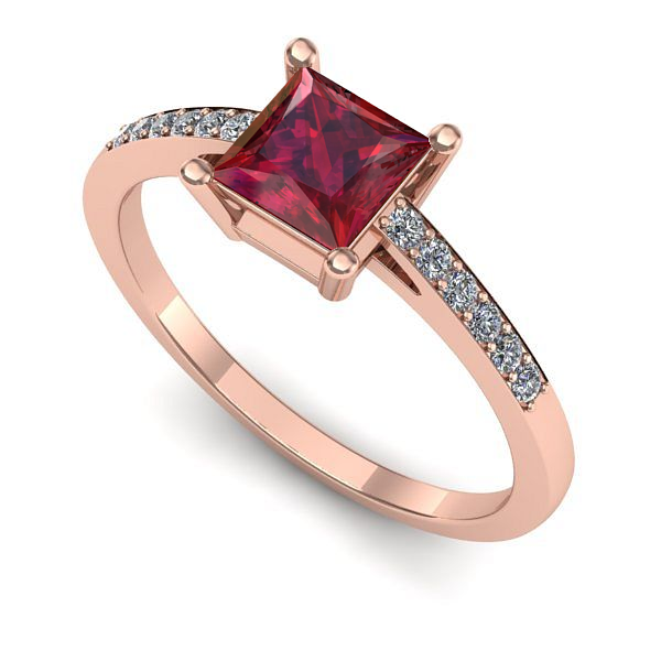 Inel de logodna din aur roz cu rubin
