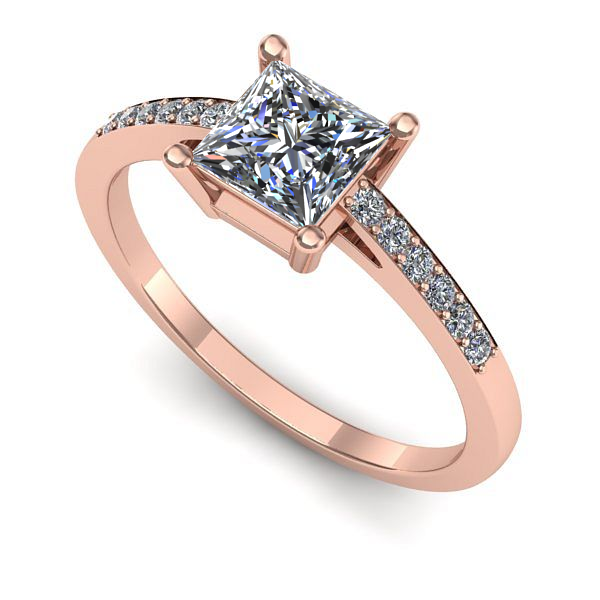 Inel de logodna din aur roz cu safir alb