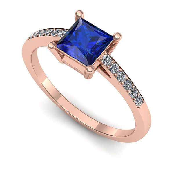 Inel logodna din aur roz cu safir