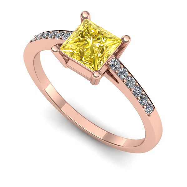 Inel logodna din aur roz cu safir galben