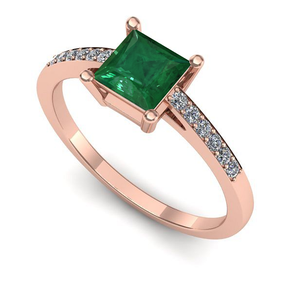 Inel din aur roz cu smarald