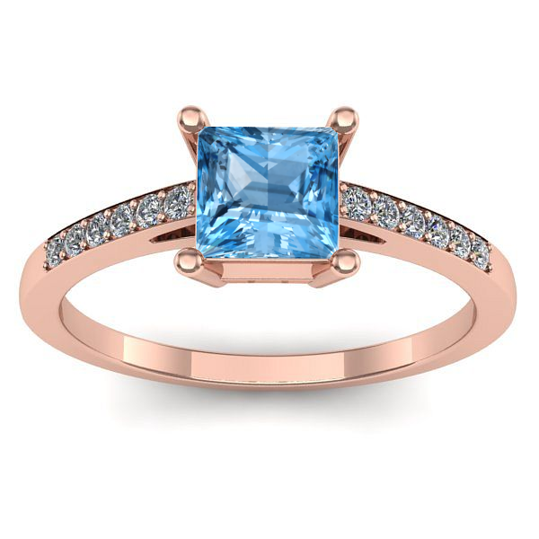 Inel logodna cu topaz blue patrat