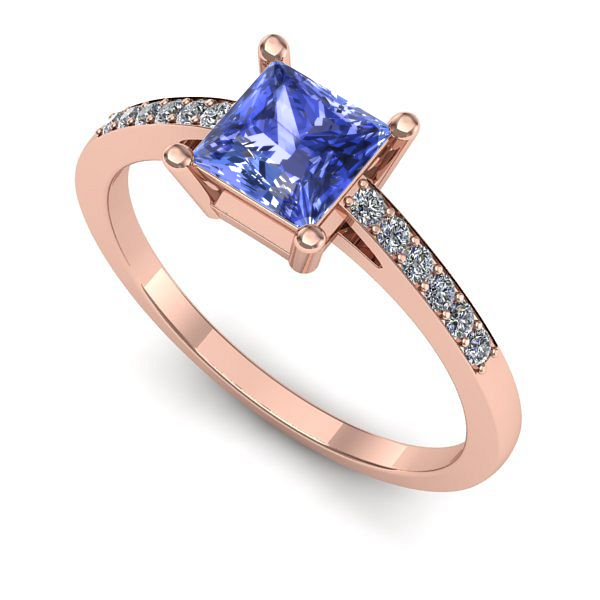 Inel logodna din aur roz cu tanzanit
