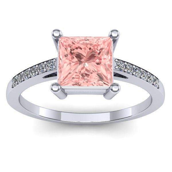 Inel de logodna cu diamant de laborator roz patrat