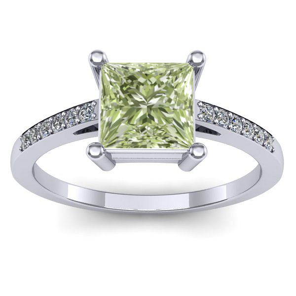 Inel de logodna cu diamant de laborator verde patrat