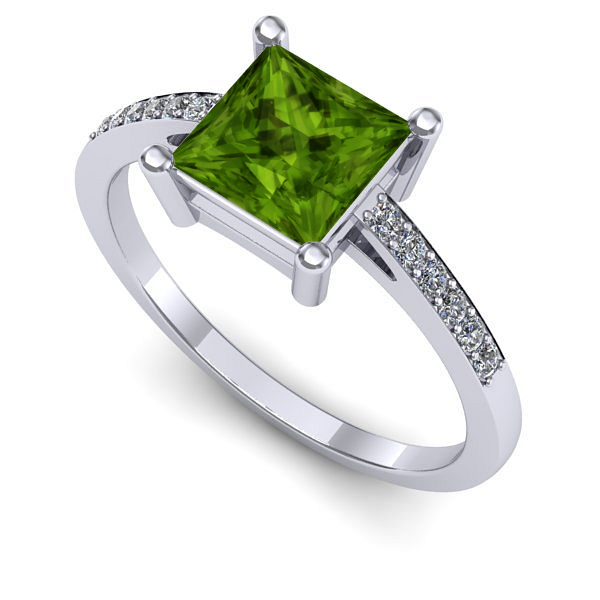 Inel din aur alb cu peridot