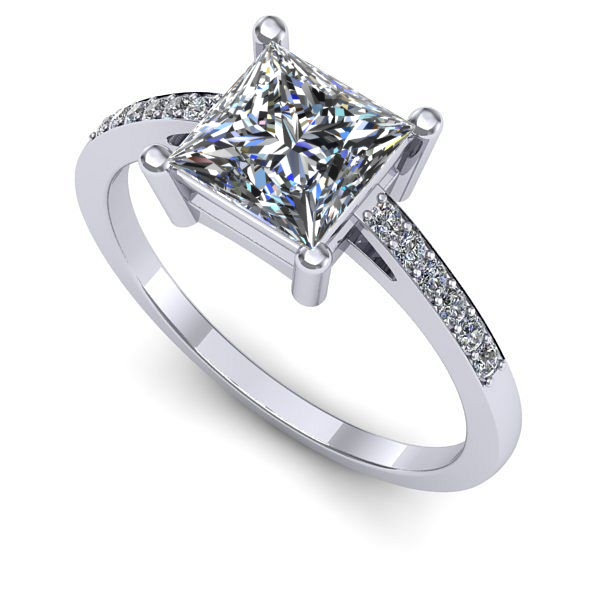 Inel din aur alb cu diamant de laborator