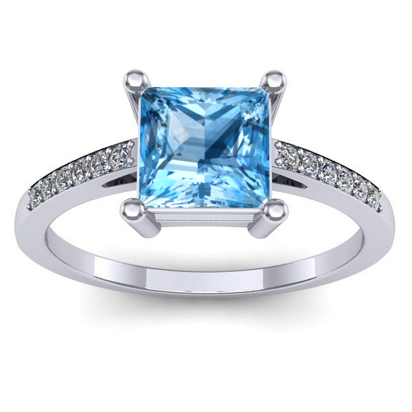 Inel logodna cu topaz blue patrat