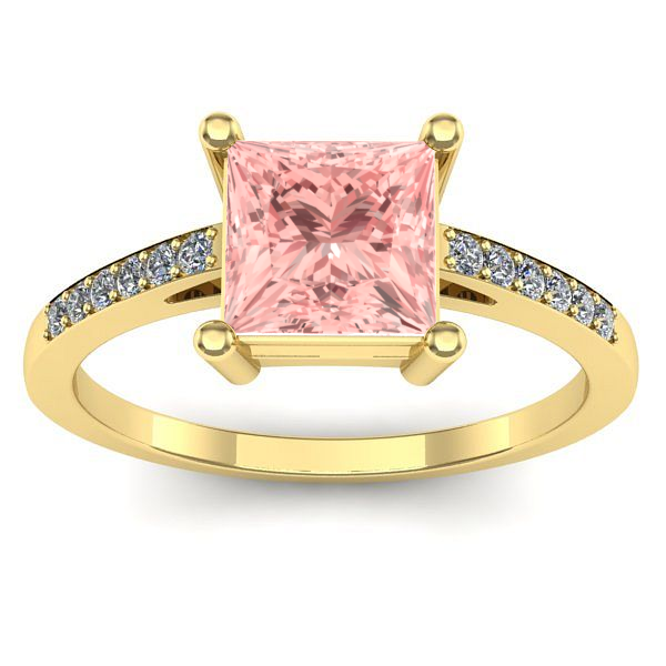 Inel cu diamant de laborator roz patrat