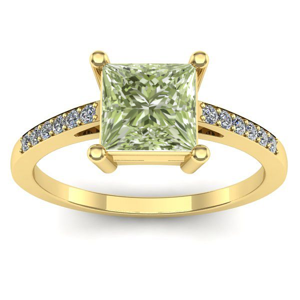Inel cu diamant de laborator verde patrat