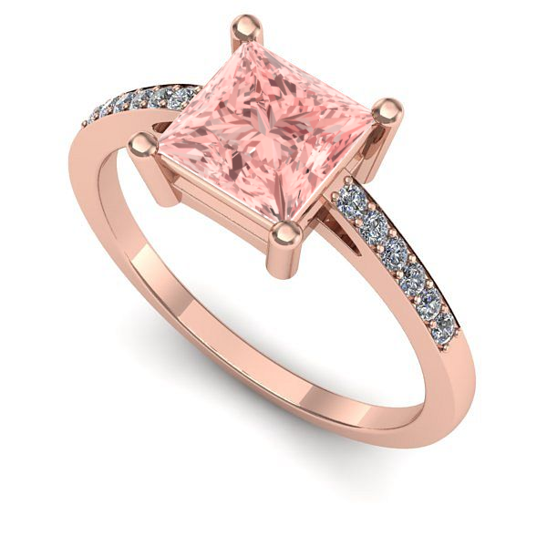 Inel logodna din aur roz cu diamant de laborator roz