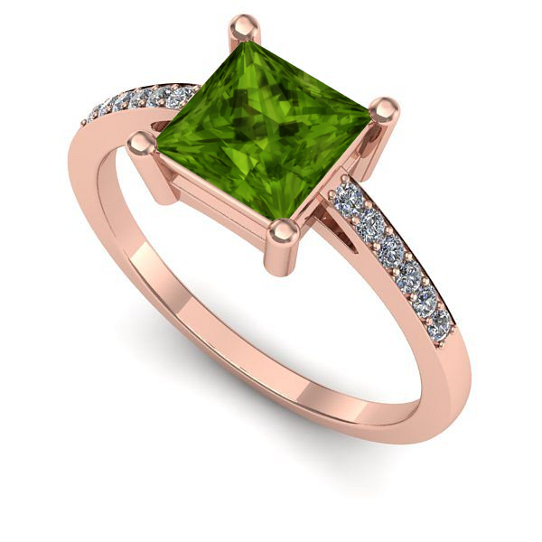 Inel logodna din aur roz cu peridot