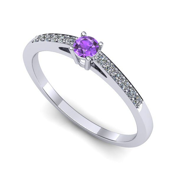 Inel de logodna din aur alb cu ametist