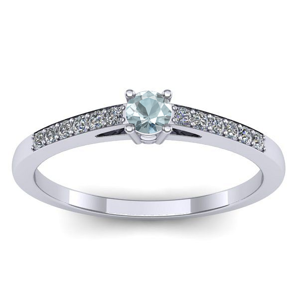 Inel logodna cu aquamarin rotund