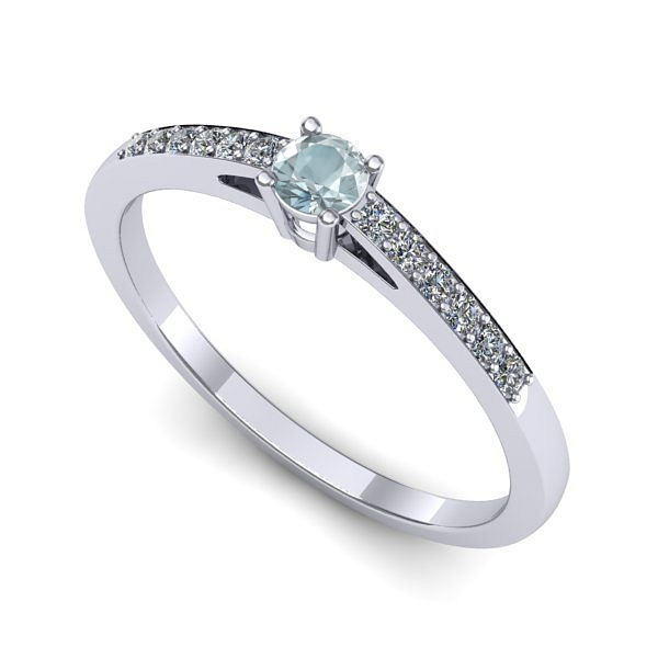 Inel de logodna din aur alb cu aquamarin
