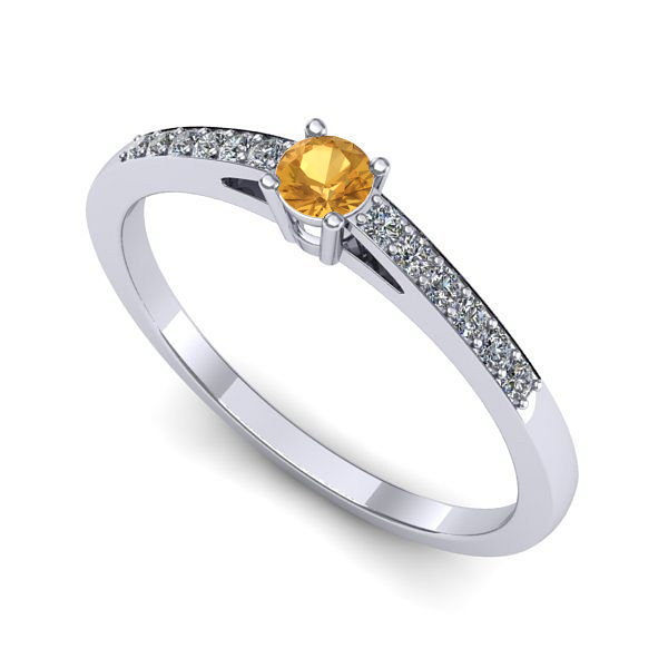 Inel de logodna din aur alb cu citrin