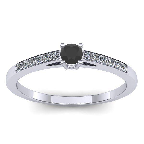 Inel de logodna cu diamant negru rotund