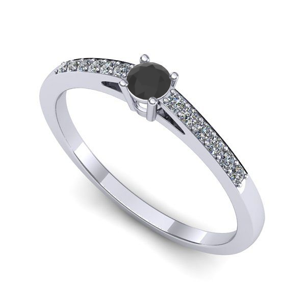 Inel din aur alb cu diamant negru