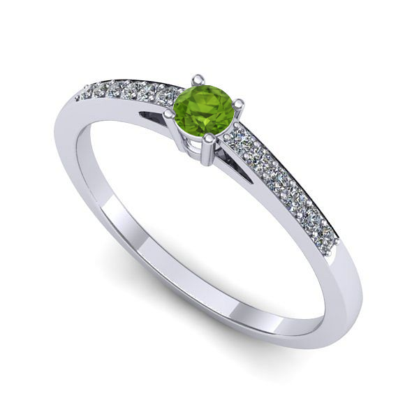 Inel de logodna din aur alb cu peridot