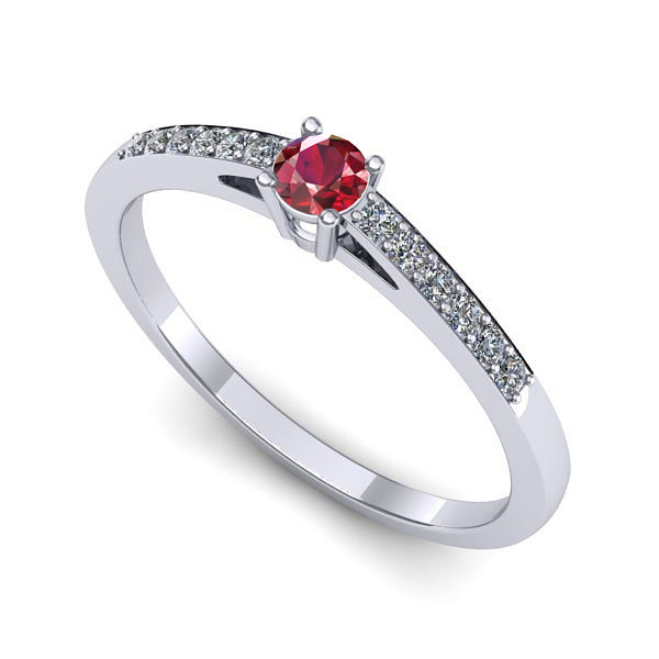 Inel de logodna din aur alb cu rubin