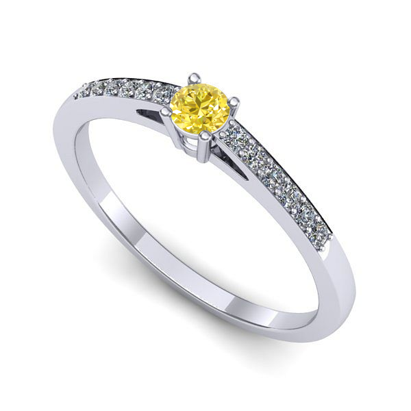 Inel logodna din aur alb cu safir galben